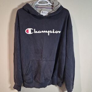 Champion Men's Dark Blue Hoodie with Logo